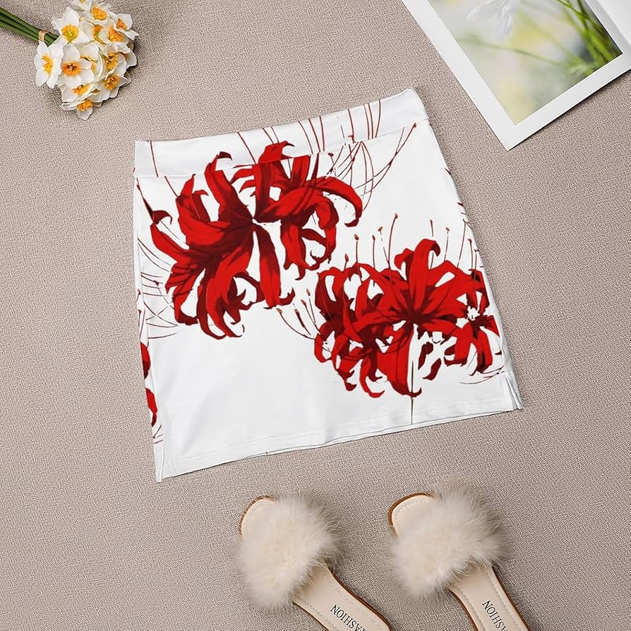 Amazon.co.jp: テニススカート レディース 彼岸花 花柄 ポケット